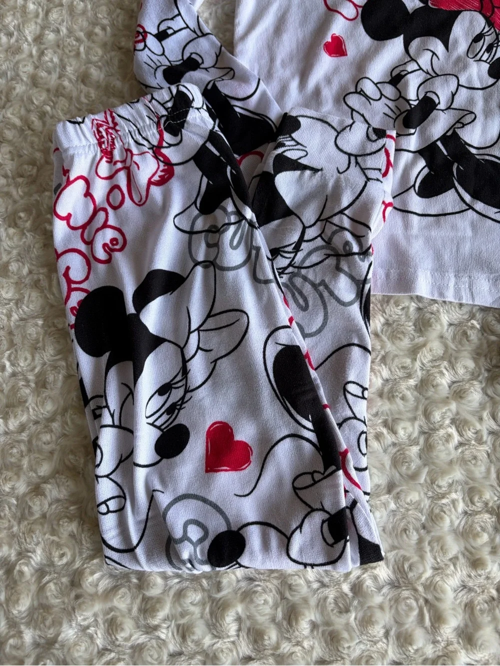 New Size 6 Minnie Mouse Girls' Pajama Set - White, Black & Red